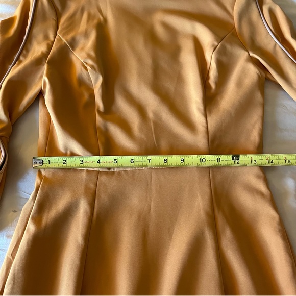Mustard Yellow/Gold Mini Dress with Statement Bow Sleeves - Picture 6 of 8